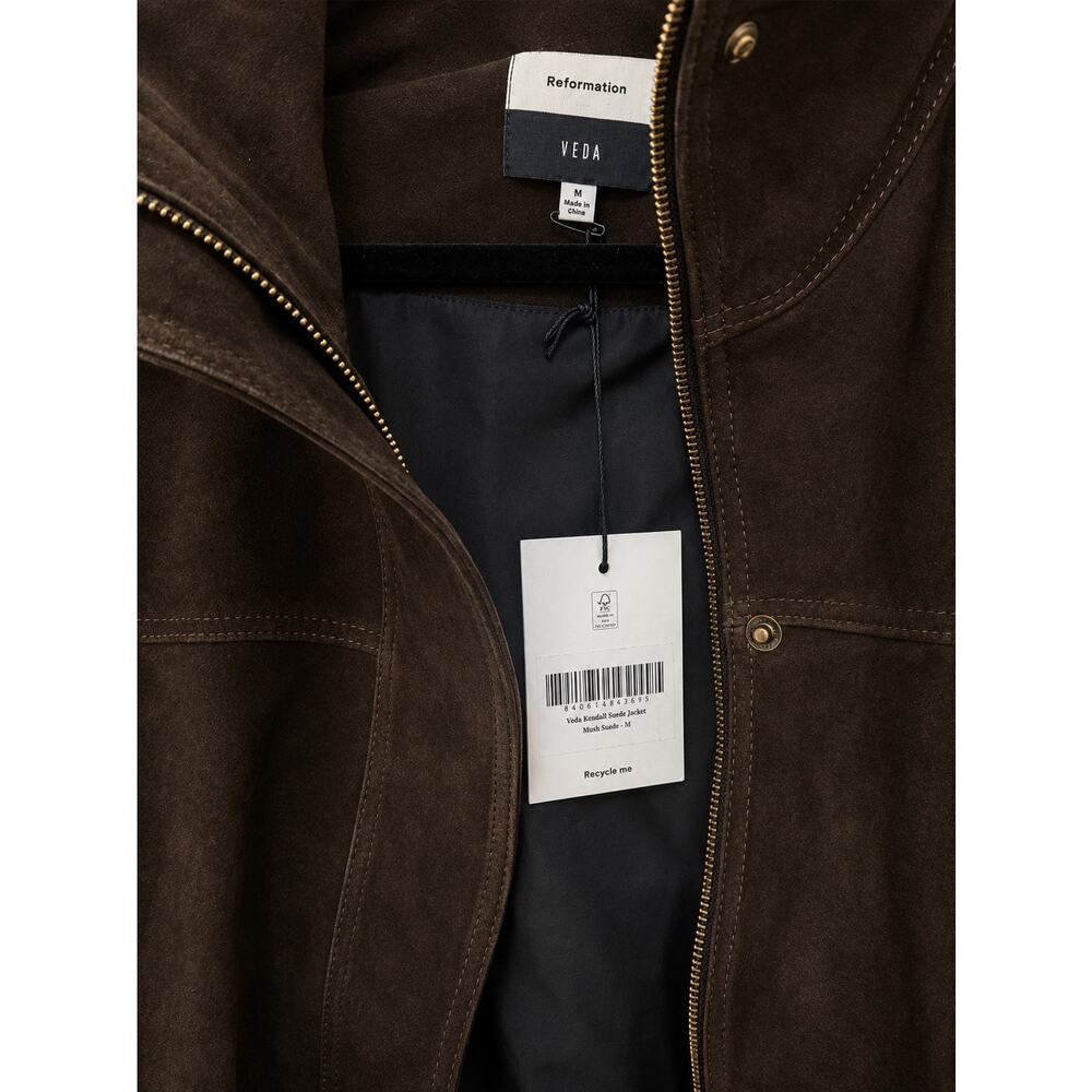 Reformation x Veda Kendall Suede Jacket Mole Suede Size M - Picture 8 of 8